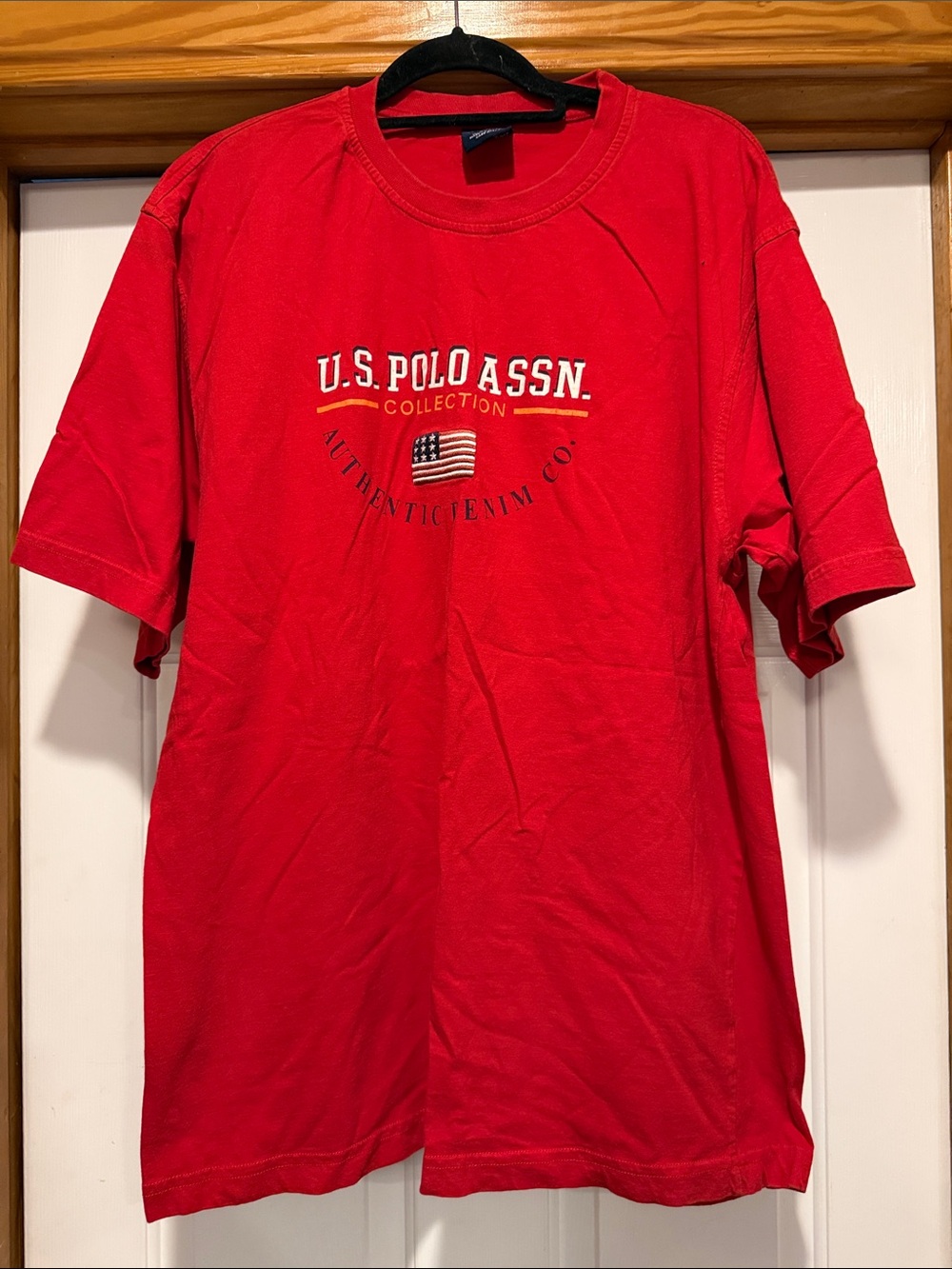U.S. Polo Assn. Men’s Red Short-Sleeve Logo Tee with Flag Graphic